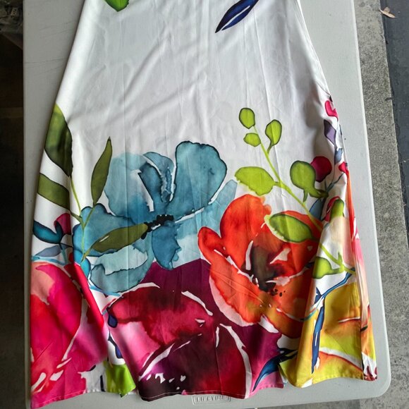 Watercolor Floral Maxi Dress Romantic Garden Party Summer Sleeveless M 53.5” - Picture 4 of 12